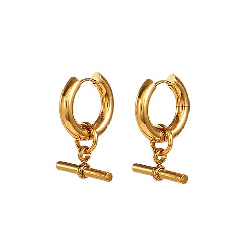 1 Pair Casual Simple Style Solid Color Plating Stainless Steel 18K Gold Plated Drop Earrings