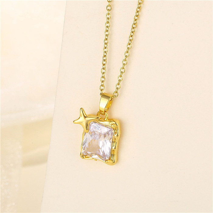 1 Piece Fashion Heart Shape Flower Bow Knot Stainless Steel  Stainless Steel Plating Inlay Zircon Pendant Necklace