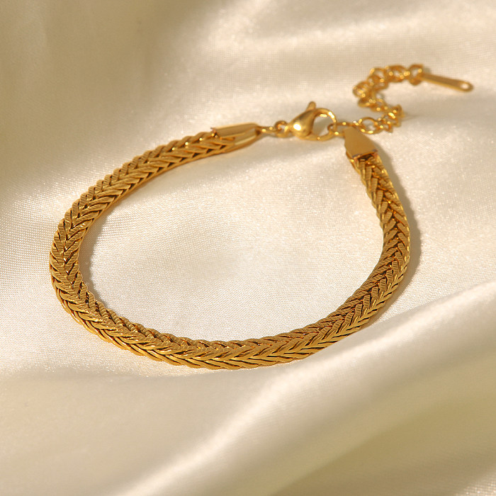 Bracelets ronds plaqués en acier inoxydable, couleur unie, Style INS, 1 pièce