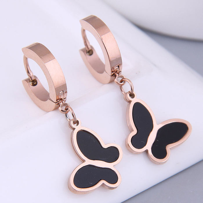 Korean Fashion Butterfly Stainless Steel Personalized Hoop Earrings