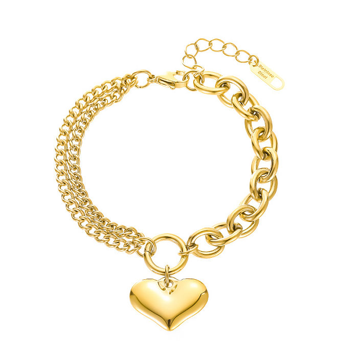 Bracelet en acier titane avec pendentif en forme de coeur à la mode