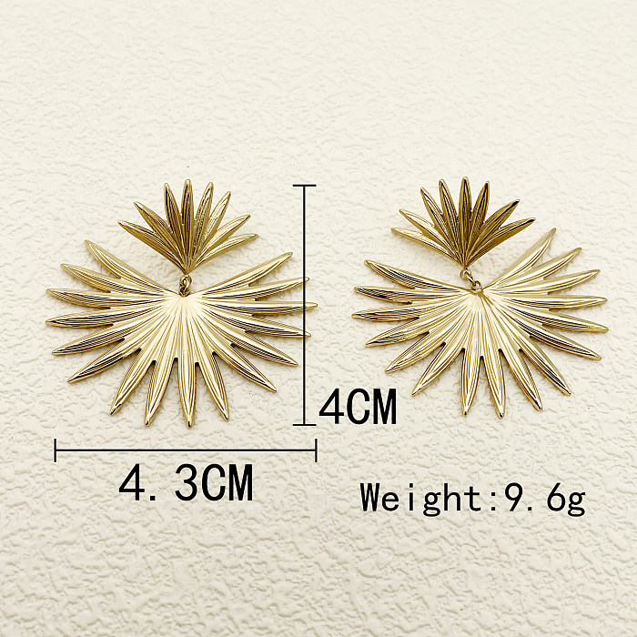 1 Pair Elegant Artistic Sector Polishing Plating Stainless Steel  Gold Plated Drop Earrings