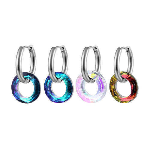 1 Piece Simple Style Circle Polishing Stainless Steel  Earrings