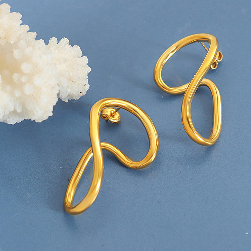 1 Paar übertriebene, unregelmäßige, geometrische Ohrringe aus Edelstahl mit 18-Karat-Vergoldung