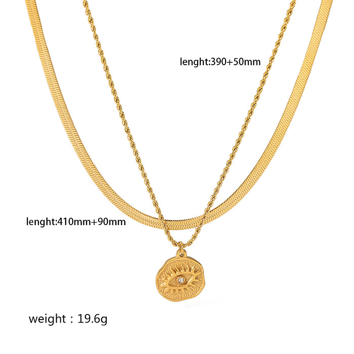 Elegant Eye Stainless Steel  Polishing Plating Inlay Zircon 18K Gold Plated Layered Necklaces