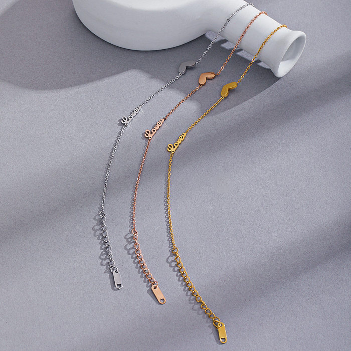 Simple Style Heart Shape Titanium Steel Inlaid Gold Bracelets 1 Piece