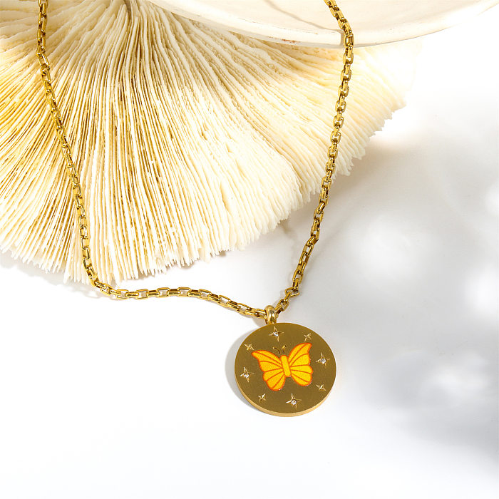 Collar pendiente plateado oro 18K del acero inoxidable de la mariposa de Streetwear del estilo simple elegante a granel