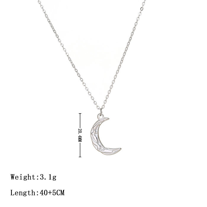 Simple Style Commute Moon Stainless Steel Plating Pendant Necklace