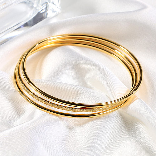 Simple Style Solid Color Stainless Steel Handmade Plating 18K Gold Plated Bangle