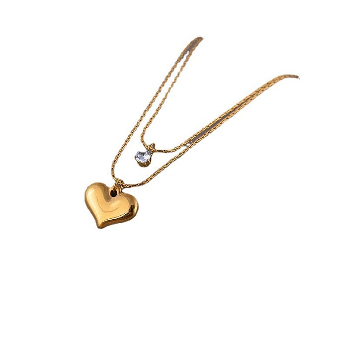 Sweet Heart Shape Stainless Steel Layered Necklaces