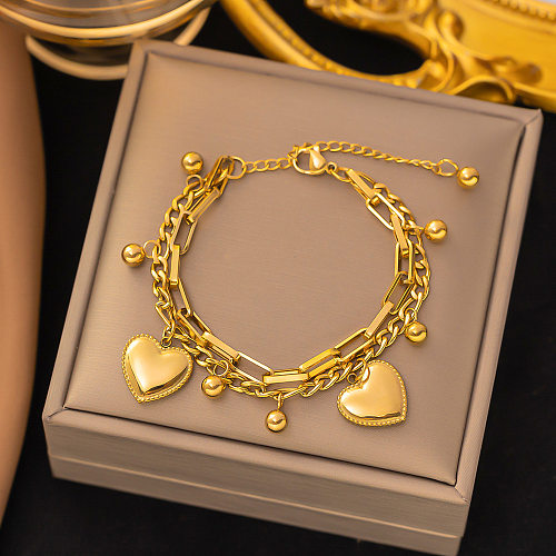 Bracelets de placage en acier titane en forme de coeur de dame élégante