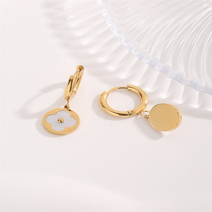 1 Pair Casual Modern Style Flower Stainless Steel Gold Plated Drop Earrings