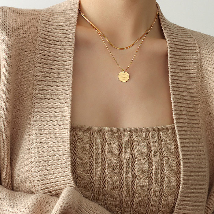 Collar pendiente plateado oro del acero inoxidable 18K del color sólido del estilo simple a granel