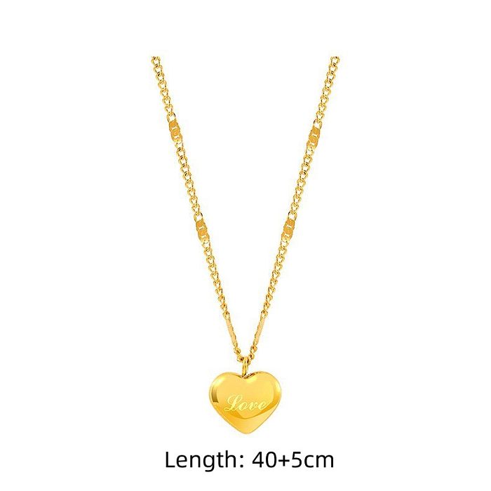 Simple Style Heart Shape Stainless Steel Pendant Necklace 1 Piece