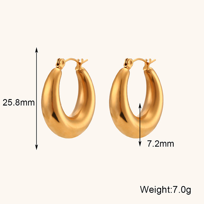 1 paire de boucles d'oreilles rondes en acier inoxydable plaqué or 18 carats pour femme