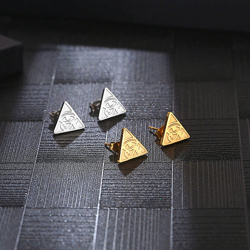 Clous d'oreilles en acier inoxydable, 1 paire, Triangle de Style Simple, placage œil du diable