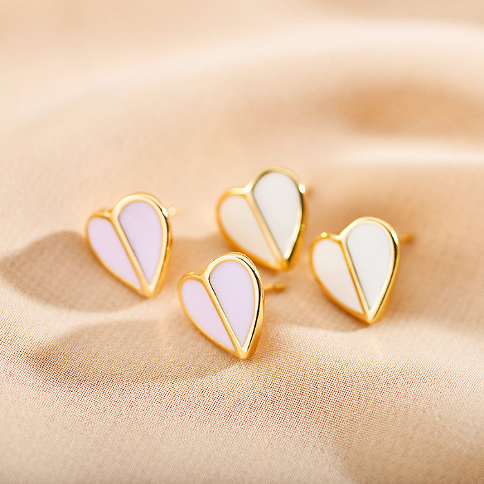 1 Pair Sweet Heart Shape Stainless Steel  Plating Gold Plated Ear Studs