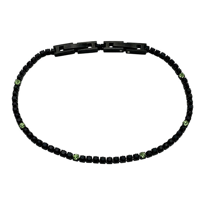 Bracelets en Zircon incrustés d'acier inoxydable de couleur unie, streetwear rétro décontracté