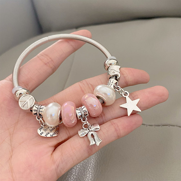 Sweet Bow Knot Stainless Steel Plating Bangle