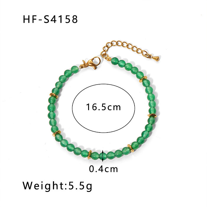 Simple Style Shiny Round Square Stainless Steel Plating Inlay Turquoise Zircon Bracelets