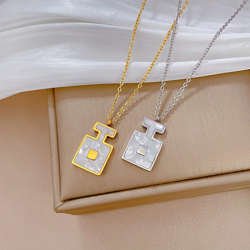 Modern Style Simple Style Perfume Bottle Shell Stainless Steel Inlay Shell Pendant Necklace