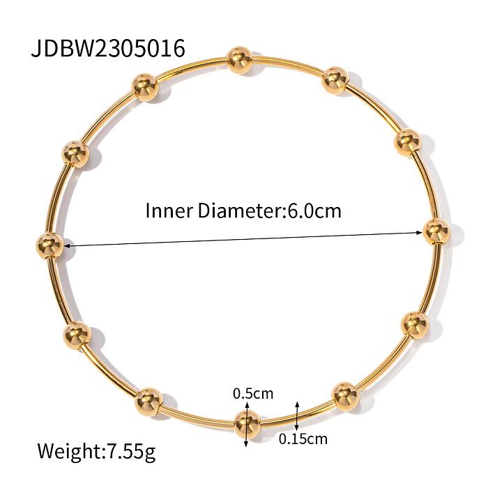 Retro Round Ball Stainless Steel 18K Gold Plated Bangle In Bulk