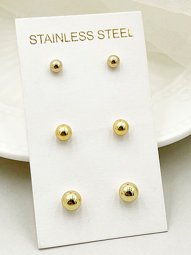 1 Set süßer französischer Stil, süße runde Emaille-Beschichtung, Inlay aus Edelstahl, künstliche Perlen, Zirkon, vergoldete Ohrstecker
