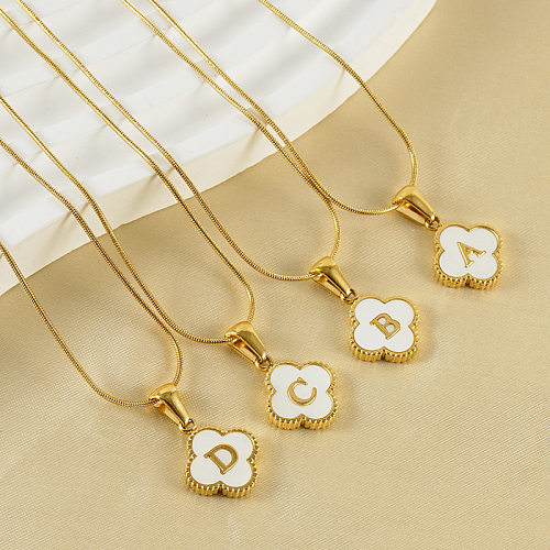 Simple Style Letter Stainless Steel  Inlay Shell Pendant Necklace 1 Piece