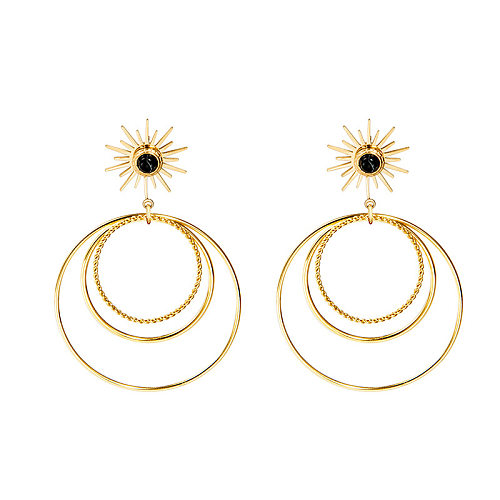 Stainless Steel  Large Hoop French Multi-circle Exaggerated Earrings