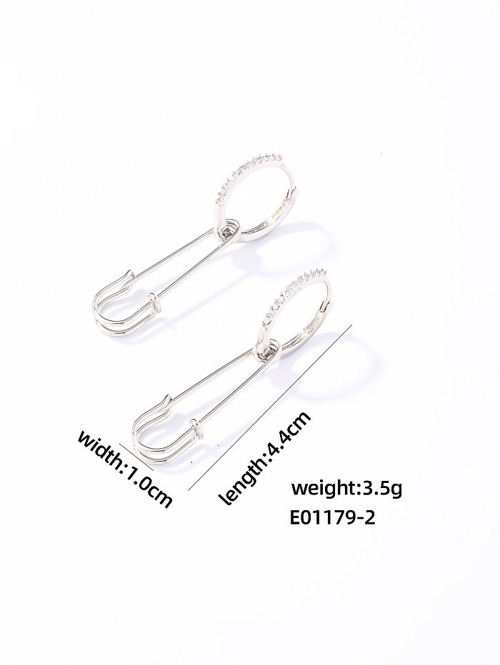 1 Pair Simple Style Letter Inlay Stainless Steel  Zircon Drop Earrings