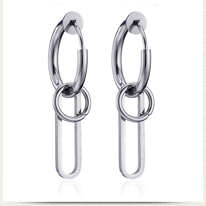 Fashion Geometric Stainless Steel Dangling Earrings Patchwork Stainless Steel  Earrings 1 Piece