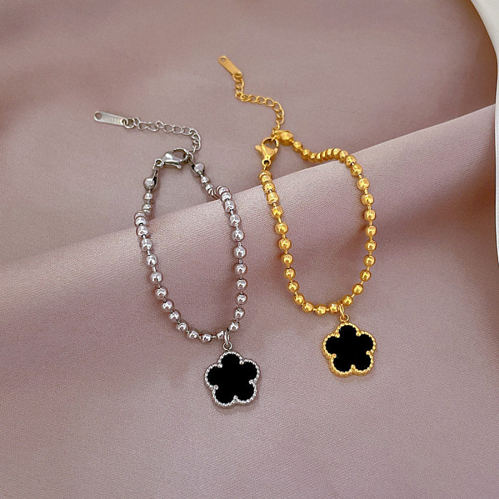 Bracelets en acier titane à fleurs de style classique de style simple
