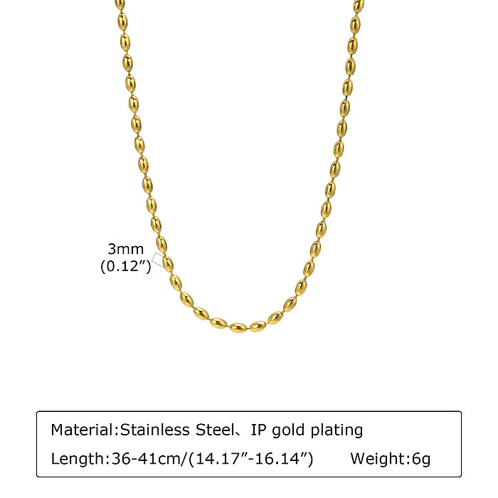 IG Style Simple Style Solid Color Stainless Steel  Plating 18K Gold Plated Necklace