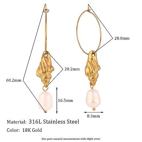 1 Pair Vintage Style Simple Style Classic Style Circle Solid Color Plating Stainless Steel  18K Gold Plated Drop Earrings