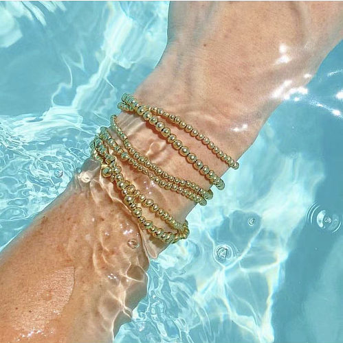 Bracelets de placage de perles géométriques en acier inoxydable de style simple