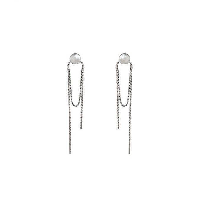 1 Pair Simple Style Solid Color Tassel Plating Stainless Steel  Drop Earrings