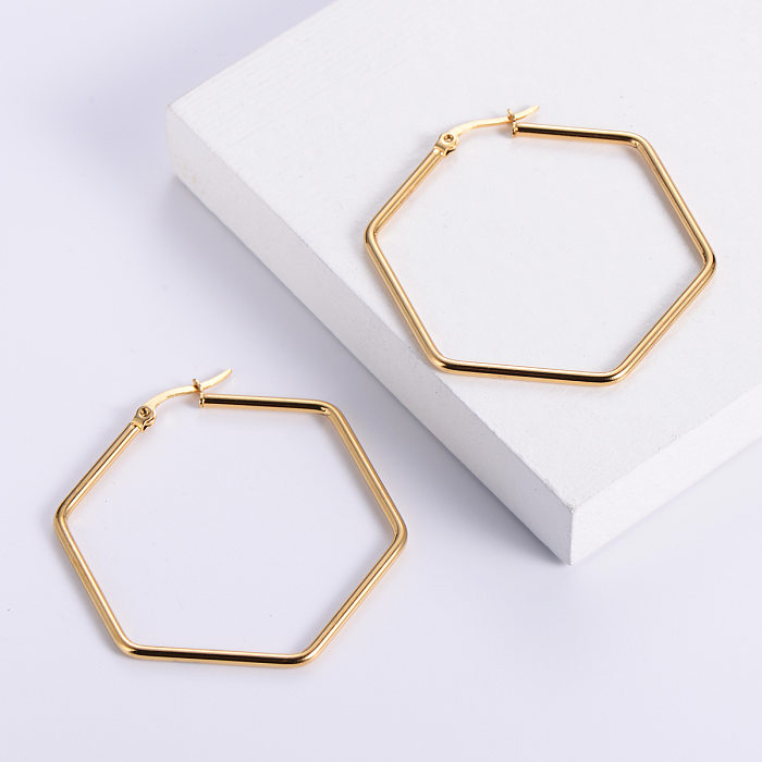 Stainless Steel Hexagon Fashion Earrings Wholesale Jewelry jewelry