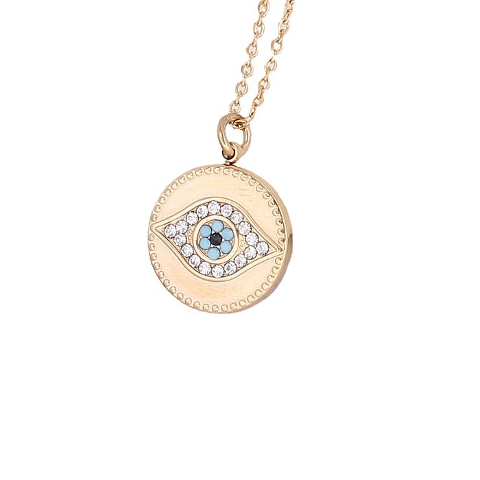 European And American Diamond Eye Necklace Fashion Stainless Steel  Pendant