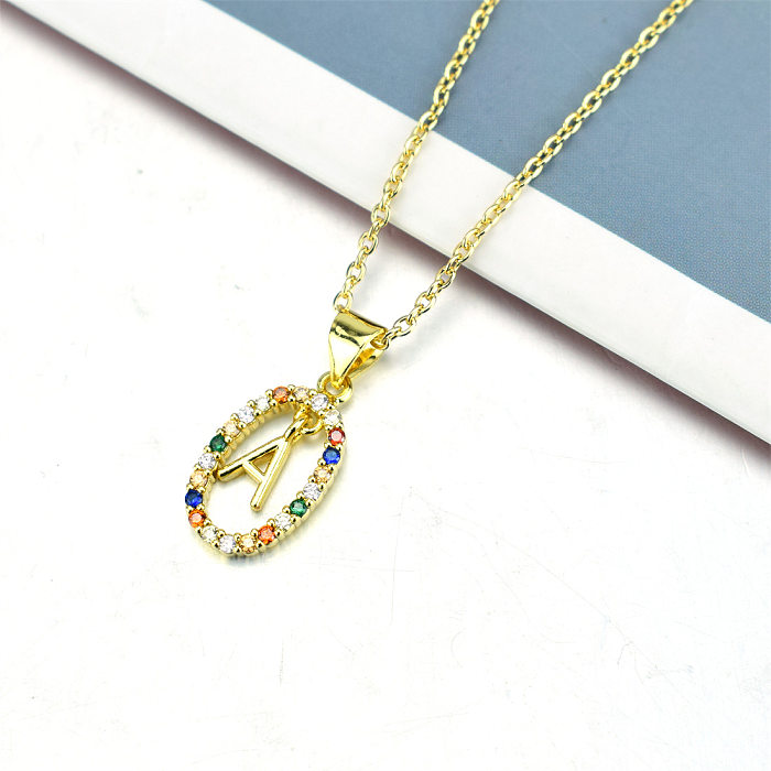 Simple Style Letter Stainless Steel  Plating Inlay Zircon Pendant Necklace