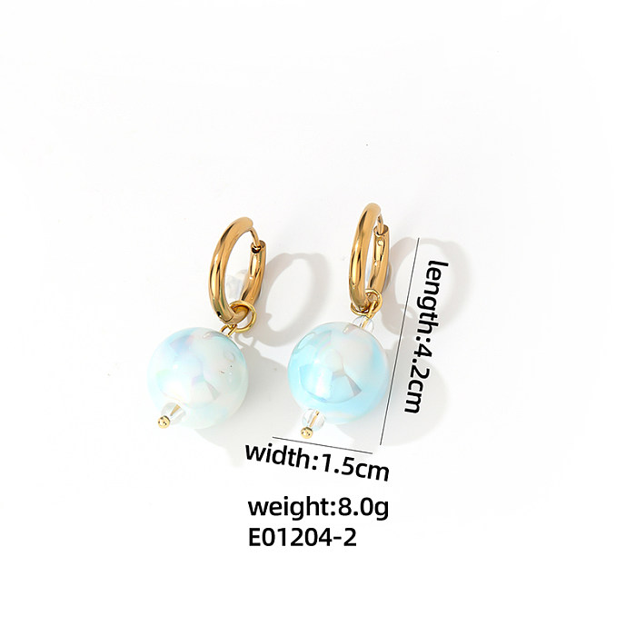 1 Pair Casual Cute Sweet Round Plating Stainless Steel  Gold Plated Drop Earrings