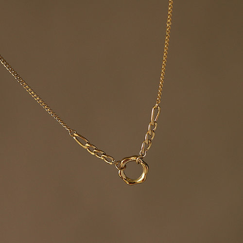 Simple Fashion Chain Ring Stainless Steel Plated 18K Gold Necklace