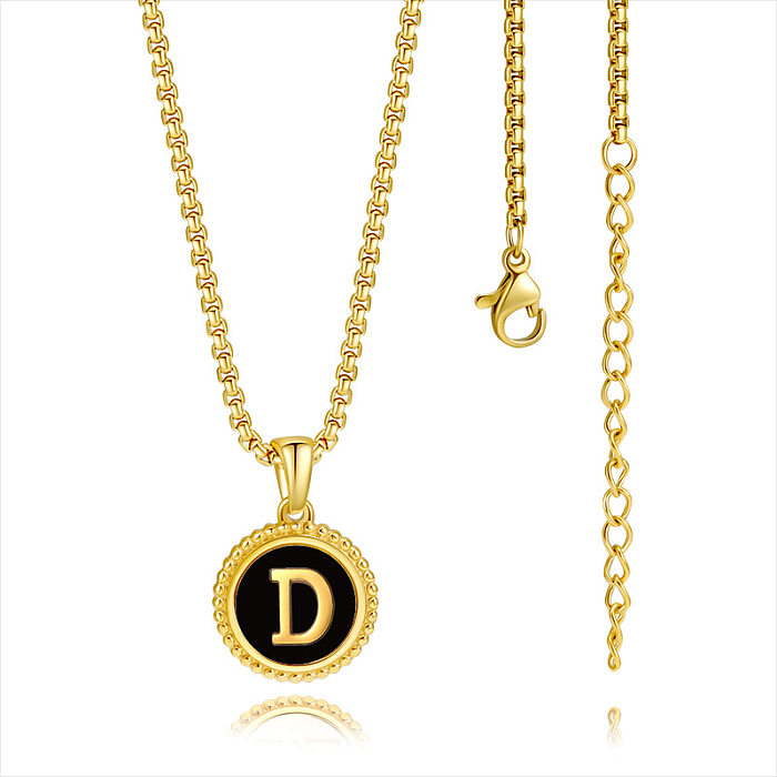 Casual Modern Style Letter Stainless Steel  Enamel Plating 18K Gold Plated Pendant Necklace