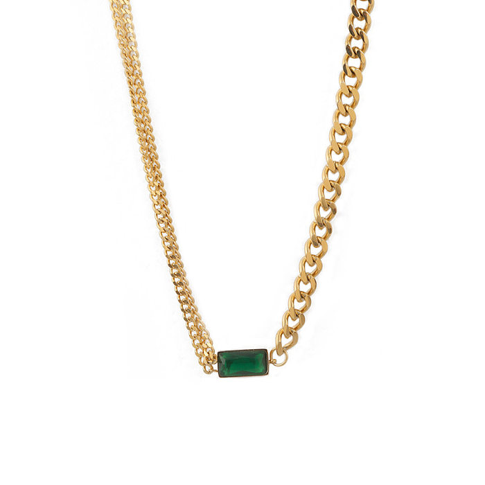 Niche Retro Personality Green Diamond Pendant Necklace