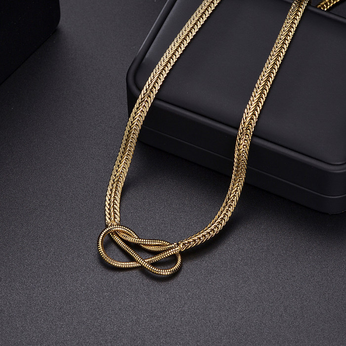 Simple Style Bow Knot Stainless Steel  Chain Necklace 1 Piece