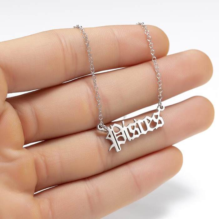 1 Stück modische Buchstaben-Sternbild-Halskette mit Edelstahlbeschichtung