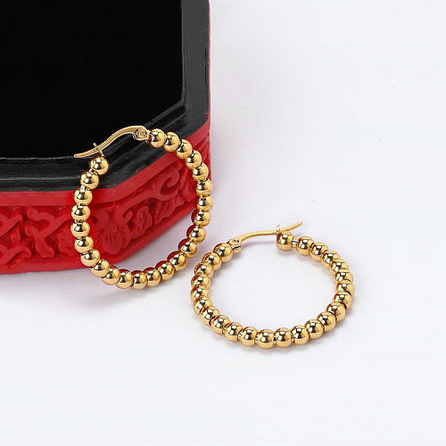 1 Pair Elegant Round Plating Stainless Steel  Gold Plated Ear Studs