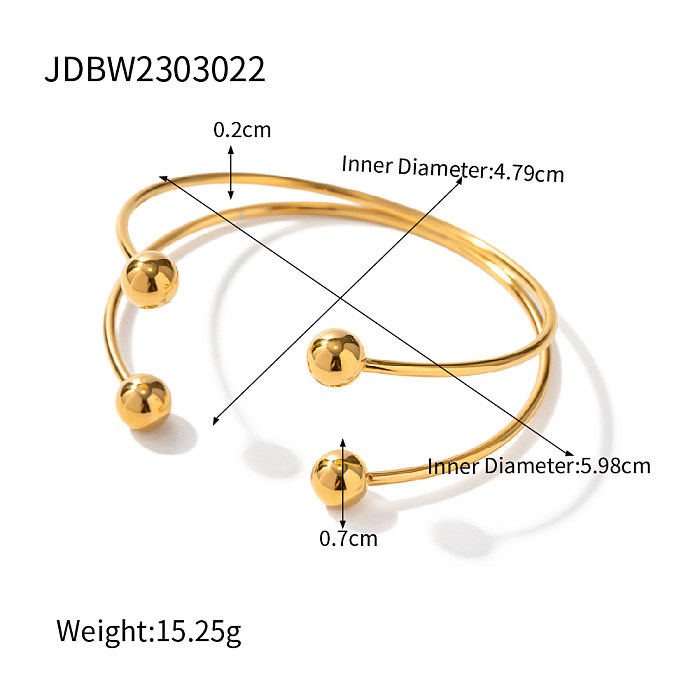 INS Style Streetwear C Shape Solid Color Stainless Steel Plating 18K Gold Plated Bangle