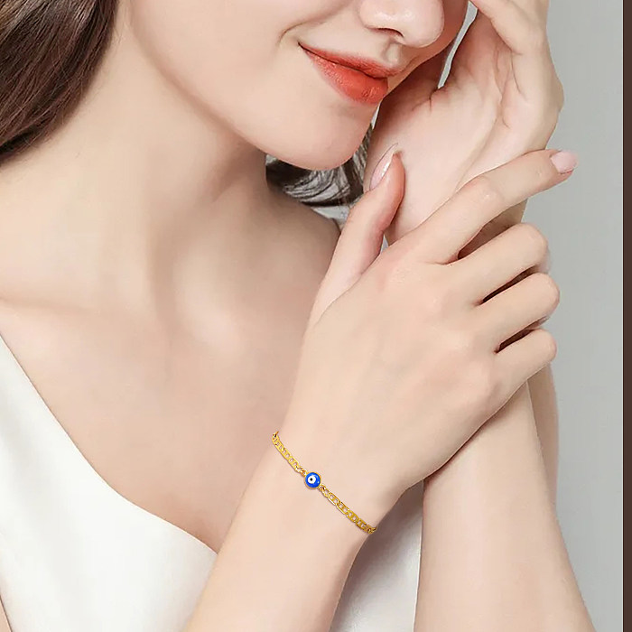 Bracelets plaqués or 18 carats en acier inoxydable en forme de cœur de Style INS Style français
