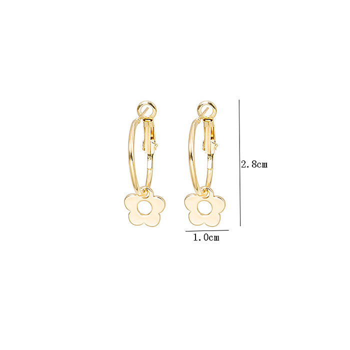 1 Pair Basic Sweet Flower Stainless Steel  Earrings