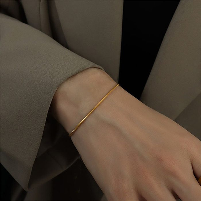 Simple Style Solid Color Stainless Steel Plating Bracelets